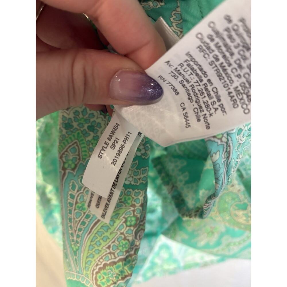 J.Crew Collection Womens 12 Green Paisley Long Sleeve Button Down Shirt Top - Picture 9 of 9